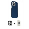 MARSİLYAN™- iPhone 15 Pro Max Kılıf Kozmos Klasik Prime - Siyah Bilvis Hayalet Cam Ekran Koruyucu + PVD Metal Kamera Lens - GS