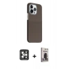 MARSİLYAN™- iPhone 15 Pro Max Kılıf Kozmos Klasik Prime - Siyah Bilvis Hayalet Cam Ekran Koruyucu + PVD Metal Kamera Lens - GI