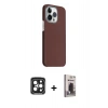 MARSİLYAN™- iPhone 15 Pro Max Kılıf Kozmos Klasik Prime - Siyah Bilvis Hayalet Cam Ekran Koruyucu + PVD Metal Kamera Lens - SH