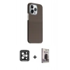 MARSİLYAN™- iPhone 15 Pro Max Kılıf Kozmos Klasik Prime - Siyah Bilvis Hayalet Cam Ekran Koruyucu + PVD Metal Kamera Lens - SH
