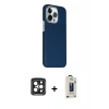 MARSİLYAN™- iPhone 15 Pro Max Kılıf Kozmos Klasik Prime - Siyah Bilvis Hayalet Cam Ekran Koruyucu + PVD Metal Kamera Lens - SH