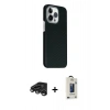 MARSİLYAN™- iPhone 15 Pro Max Kılıf Kozmos Klasik Prime - Siyah Bilvis Hayalet Cam Ekran Koruyucu + Raze Metal Kamera Lens - TMGI