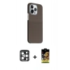 MARSİLYAN™- iPhone 15 Pro Max Kılıf Kozmos Klasik Prime - Siyah Buffer Cam Ekran Koruyucu + Lacivert PVD Metal Kamera Lens