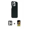 MARSİLYAN™- iPhone 15 Pro Max Kılıf Kozmos Klasik Prime - Siyah Buffer Cam Ekran Koruyucu + PVD Metal Kamera Lens - GS