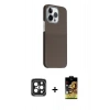 MARSİLYAN™- iPhone 15 Pro Max Kılıf Kozmos Klasik Prime - Siyah Buffer Cam Ekran Koruyucu + PVD Metal Kamera Lens - SH