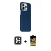 MARSİLYAN™- iPhone 15 Pro Max Kılıf Kozmos Klasik Prime - Siyah Buffer Cam Ekran Koruyucu + PVD Metal Kamera Lens - SH