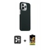 MARSİLYAN™- iPhone 15 Pro Max Kılıf Kozmos Klasik Prime - Siyah Buffer Cam Ekran Koruyucu + PVD Metal Kamera Lens - SH