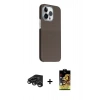 MARSİLYAN™- iPhone 15 Pro Max Kılıf Kozmos Klasik Prime - Siyah Buffer Cam Ekran Koruyucu + Titanyum Gri Raze Metal Kamera Lens