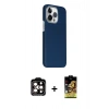 MARSİLYAN™- iPhone 15 Pro Max Kılıf Kozmos Klasik Prime - Siyah Buffer Cam Ekran Koruyucu + PVD Metal Kamera Lens - TU