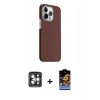 MARSİLYAN™- iPhone 15 Pro Max Kılıf Kozmos Klasik Prime - Siyah Buffer Hayalet Cam Ekran Koruyucu + Gri PVD Metal Kamera Lens