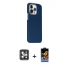 MARSİLYAN™- iPhone 15 Pro Max Kılıf Kozmos Klasik Prime - Siyah Buffer Hayalet Cam Ekran Koruyucu + Gri PVD Metal Kamera Lens