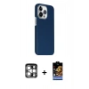 MARSİLYAN™- iPhone 15 Pro Max Kılıf Kozmos Klasik Prime - Siyah Buffer Hayalet Cam Ekran Koruyucu + Gümüş PVD Metal Kamera Lens