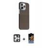MARSİLYAN™- iPhone 15 Pro Max Kılıf Kozmos Klasik Prime - Siyah Buffer Hayalet Cam Ekran Koruyucu + Gümüş PVD Metal Kamera Lens