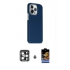 MARSİLYAN™- iPhone 15 Pro Max Kılıf Kozmos Klasik Prime - Siyah Buffer Hayalet Cam Ekran Koruyucu + PVD Metal Kamera Lens - LT