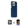MARSİLYAN™- iPhone 15 Pro Max Kılıf Kozmos Klasik Prime - Siyah Buffer Hayalet Cam Ekran Koruyucu + PVD Metal Kamera Lens - SH