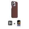 MARSİLYAN™- iPhone 15 Pro Max Kılıf Kozmos Klasik Prime - Siyah Buffer Hayalet Cam Ekran Koruyucu + PVD Metal Kamera Lens - SH