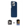 MARSİLYAN™- iPhone 15 Pro Max Kılıf Kozmos Klasik Prime - Siyah Buffer Hayalet Cam Ekran Koruyucu + PVD Metal Kamera Lens - TU