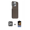 MARSİLYAN™- iPhone 15 Pro Max Kılıf Kozmos Klasik Prime - Siyah Buffer Hayalet Cam Ekran Koruyucu + PVD Metal Kamera Lens - SH