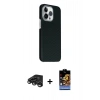 MARSİLYAN™- iPhone 15 Pro Max Kılıf Kozmos Klasik Prime - Siyah Buffer Hayalet Cam Ekran Koruyucu + Raze Metal Kamera Lens - TMGI