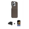 MARSİLYAN™- iPhone 15 Pro Max Kılıf Kozmos Klasik Prime - Siyah Buffer Hayalet Cam Ekran Koruyucu + Raze Metal Kamera Lens - TMGI