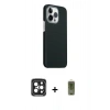 MARSİLYAN™- iPhone 15 Pro Max Kılıf Kozmos Klasik Prime - Siyah Joko Magic 5D Hayalet Cam + Siyah PVD Metal Kamera Lens