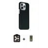MARSİLYAN™- iPhone 15 Pro Max Kılıf Kozmos Klasik Prime - Siyah Joko Magic 5D Hayalet Cam + PVD Metal Kamera Lens - TU