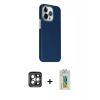MARSİLYAN™- iPhone 15 Pro Max Kılıf Kozmos Klasik Prime - Siyah Polymer Nano Ekran Koruyucu + PVD Metal Kamera Lens - GI