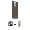 MARSİLYAN™- iPhone 15 Pro Max Kılıf Kozmos Klasik Prime - Siyah Polymer Nano Ekran Koruyucu + PVD Metal Kamera Lens - SH