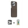 MARSİLYAN™- iPhone 15 Pro Max Kılıf Kozmos Klasik Prime - Siyah Polymer Nano Ekran Koruyucu + PVD Metal Kamera Lens - GS
