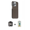 MARSİLYAN™- iPhone 15 Pro Max Kılıf Kozmos Klasik Prime - Siyah Polymer Nano Ekran Koruyucu + PVD Metal Kamera Lens - TU