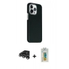 MARSİLYAN™- iPhone 15 Pro Max Kılıf Kozmos Klasik Prime - Siyah Polymer Nano Ekran Koruyucu + Raze Metal Kamera Lens - GS