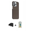 MARSİLYAN™- iPhone 15 Pro Max Kılıf Kozmos Klasik Prime - Siyah Polymer Nano Ekran Koruyucu + Raze Metal Kamera Lens - SH