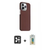 MARSİLYAN™- iPhone 15 Pro Max Kılıf Kozmos Klasik Prime - Siyah Polymer Nano Ekran Koruyucu + PVD Metal Kamera Lens - SH