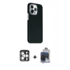 MARSİLYAN™- iPhone 15 Pro Max Kılıf Kozmos Klasik Prime - Siyah Vanessa Magic Cam + PVD Metal Kamera Lens - GS