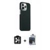 MARSİLYAN™- iPhone 15 Pro Max Kılıf Kozmos Klasik Prime - Siyah Vanessa Magic Cam + Turuncu PVD Metal Kamera Lens