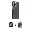 MARSİLYAN™- iPhone 15 Pro Max Kılıf Kozmos Klasik Prime - Siyah Vanessa Magic Cam + Turuncu PVD Metal Kamera Lens