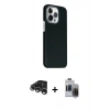 MARSİLYAN™- iPhone 15 Pro Max Kılıf Kozmos Klasik Prime - Siyah Vanessa Magic Hayalet Cam + Raze Metal Kamera Lens - GS