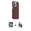MARSİLYAN™- iPhone 15 Pro Max Kılıf Kozmos Klasik Prime - Siyah Vanessa Magic Hayalet Cam + Lacivert PVD Metal Kamera Lens