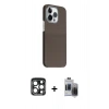 MARSİLYAN™- iPhone 15 Pro Max Kılıf Kozmos Klasik Prime - Siyah Vanessa Magic Hayalet Cam + Lacivert PVD Metal Kamera Lens
