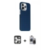 MARSİLYAN™- iPhone 15 Pro Max Kılıf Kozmos Klasik Prime - Siyah Vanessa Magic Hayalet Cam + PVD Metal Kamera Lens - GS