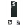 MARSİLYAN™- iPhone 15 Pro Max Kılıf Kozmos Klasik Prime - Siyah Vanessa Magic Hayalet Cam + PVD Metal Kamera Lens - GS