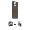 MARSİLYAN™- iPhone 15 Pro Max Kılıf Kozmos Klasik Prime - Siyah Vanessa Magic Hayalet Cam + PVD Metal Kamera Lens - GI