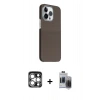 MARSİLYAN™- iPhone 15 Pro Max Kılıf Kozmos Klasik Prime - Siyah Vanessa Magic Hayalet Cam + PVD Metal Kamera Lens - GS