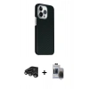MARSİLYAN™- iPhone 15 Pro Max Kılıf Kozmos Klasik Prime - Siyah Vanessa Magic Hayalet Cam + Raze Metal Kamera Lens - TMGI