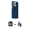 MARSİLYAN™- iPhone 15 Pro Max Kılıf Kozmos Klasik Prime - Siyah Vanessa Magic Hayalet Cam + PVD Metal Kamera Lens - TU