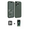 MARSİLYAN™- iPhone 15 Pro Max Kılıf Kozmos Yansıma Özel Seri - Şeffaf 360 Full Body Arka Koruyucu + PVD Metal Kamera Lens - GI