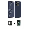 MARSİLYAN™- iPhone 15 Pro Max Kılıf Kozmos Yansıma Özel Seri - Şeffaf 360 Full Body Arka Koruyucu + PVD Metal Kamera Lens - GI