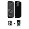 MARSİLYAN™- iPhone 15 Pro Max Kılıf Kozmos Yansıma Özel Seri - Şeffaf 360 Full Body Arka Koruyucu + PVD Metal Kamera Lens - LT