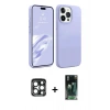 MARSİLYAN™- iPhone 15 Pro Max Kılıf Kozmos Yansıma Özel Seri - Şeffaf 360 Full Body Arka Koruyucu + PVD Metal Kamera Lens - LT