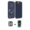 MARSİLYAN™- iPhone 15 Pro Max Kılıf Kozmos Yansıma Özel Seri - Şeffaf 360 Full Body Arka Koruyucu + PVD Metal Kamera Lens - LT